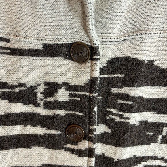 LOGHOUSE Sz M 100% Wool Cardigan Point Lapel Button Closure Pockets Side Slit - Picture 5 of 10